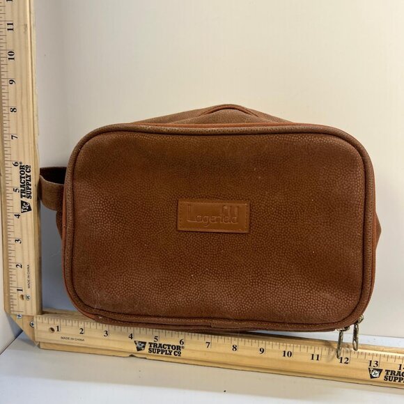 Lagerfeld Other - Lagerfeld Brown Leather Toiletry Bag Men's Travel Dopp Kit Zip Pouch Vintage